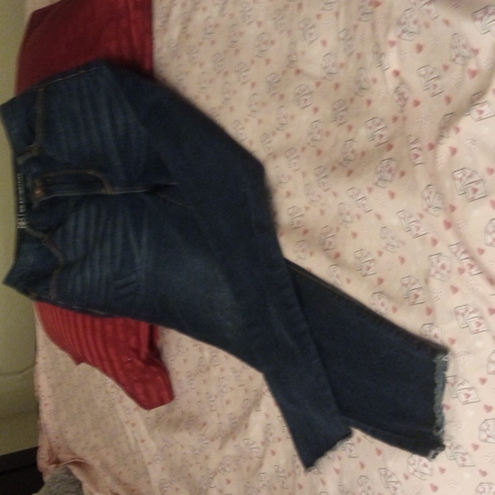 No Boundaries Dark Blue High Rise Denim Jeans Size 7 Pre-owned In Good Condition